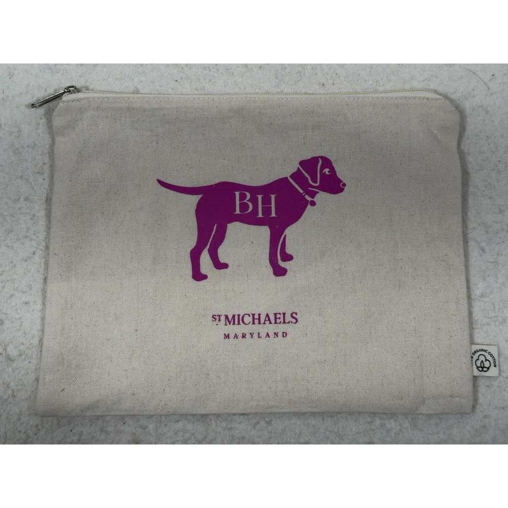 BH St Michaels Maryland Organic Cotton Zip Pouch Dog Graphic Coastal Preppy